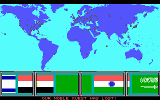 Command H.Q. (DOS) screenshot: A display of flags at the player's resignation