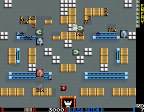 Tank Force (Arcade) screenshot: Small power-up will shrink your tank for a short period of time (which also allows it to move around at a faster speed)