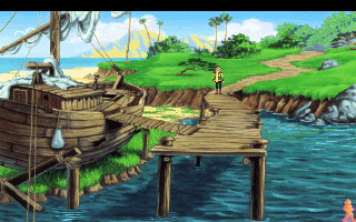 King's Quest VI: Heir Today, Gone Tomorrow (DOS) screenshot: Outside a boat