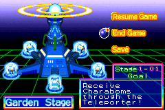 Bomberman Max 2: Blue Advance (Game Boy Advance) screenshot: Pause menu