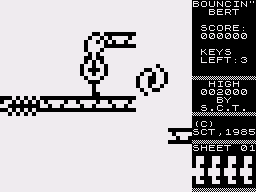 Bouncing Bert (ZX81) screenshot: An obstacle moving up and down