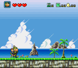 DinoCity (SNES) screenshot: Stage 1 starts.