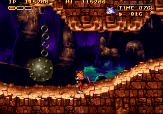 Magical Cat Adventure (Arcade) screenshot: Like a wrecking ball!