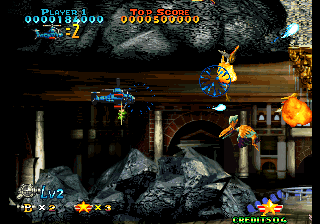 Prehistoric Isle 2 (Arcade) screenshot: Underground fight