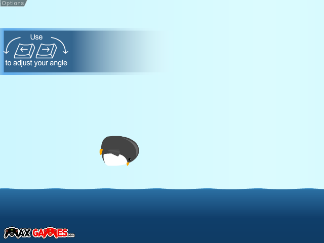 Learn to Fly (Browser) screenshot: Because we're unequipped, we can't expect wonders from our penguin.