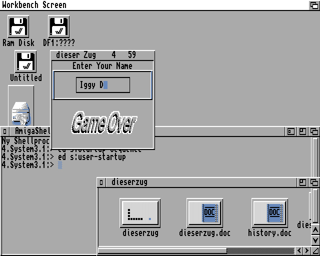 dieser Zug (Amiga) screenshot: Game over