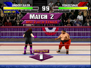 WWF WrestleMania (PlayStation) screenshot: Yokozuna is really strong is this game