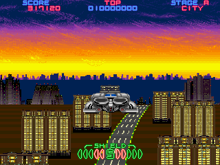 Night Striker (Arcade) screenshot: Flying high