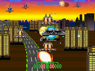 Night Striker (Arcade) screenshot: Keep blasting