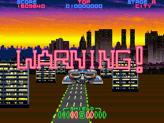 Night Striker (Arcade) screenshot: Warning!