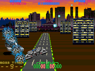 Night Striker (Arcade) screenshot: Destroy the boss