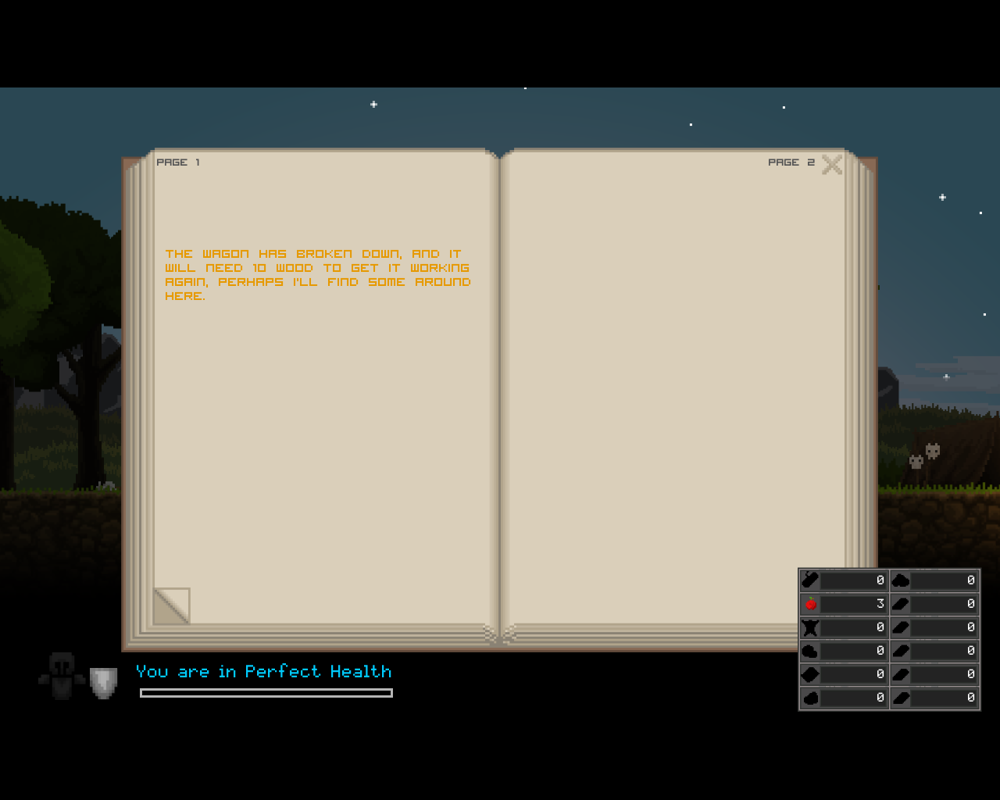 Regions of Ruin (Windows) screenshot: First entry in the journal.