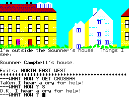 Super Gran: The Adventure (ZX Spectrum) screenshot: Outside the Scunner's house