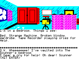 Super Gran: The Adventure (ZX Spectrum) screenshot: Inside a bedroom