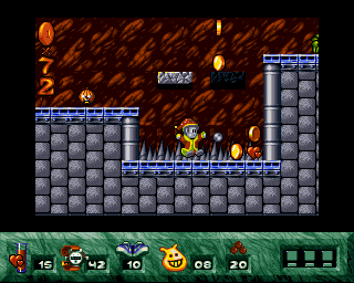 Miki (Amiga) screenshot: Fall on the spikes