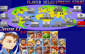 Street Fighter Collection (SEGA Saturn) screenshot: Super Street Fighter II character selection