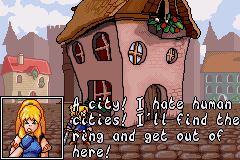 Lady Sia (Game Boy Advance) screenshot: City - Sia hate cities