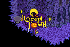 Kingdom Hearts: Chain of Memories (Game Boy Advance) screenshot: Welcome in Haloween Town!