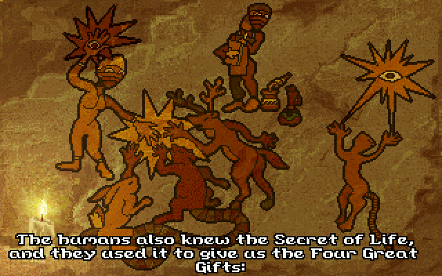 Inherit the Earth: Quest for the Orb (DOS) screenshot: From the intro: how Humans created the Morphs