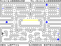 Mazeman (ZX Spectrum) screenshot: Eating the power pill