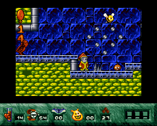 Miki (Amiga) screenshot: Lots of extra rocks
