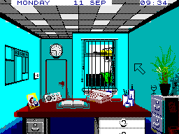 European Superleague (ZX Spectrum) screenshot: Your office