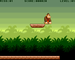 Donkey Downfall (Amiga) screenshot: Walk off the platform and fall to the next one