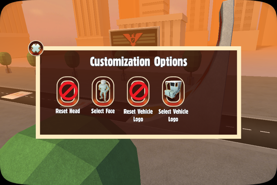 Turbo Dismount (iPhone) screenshot: Customization options