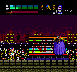 Valis III (TurboGrafx CD) screenshot: Behind me is the source of my power - the magic commercial of NEC!