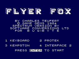 Flyer Fox (ZX Spectrum) screenshot: Title Screen