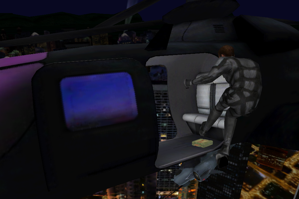 Silent Ops (iPhone) screenshot: Jumping onto helicopter