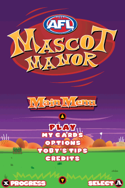 AFL Mascot Manor (Nintendo DS) screenshot: Main menu
