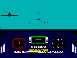 Flyer Fox (ZX Spectrum) screenshot: Firing your missiles
