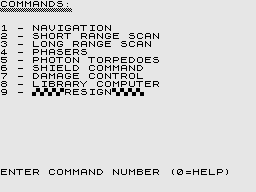 Super Programs 8 (ZX81) screenshot: Commands.