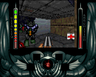 Alien Breed 3D (Amiga) screenshot: Level 2 - Storage Bay