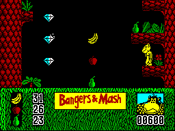 Bangers & Mash (ZX Spectrum) screenshot: Getting higher