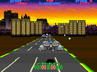 Night Striker (Arcade) screenshot: Here comes the enemy