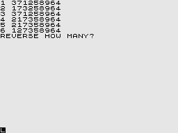 Ten 1K Games (ZX81) screenshot: Reverse
