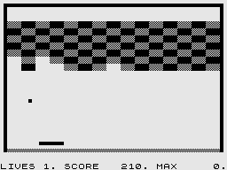 Thro' The Wall also Scramble (ZX81) screenshot: Thro' The Wall: Hit the bricks