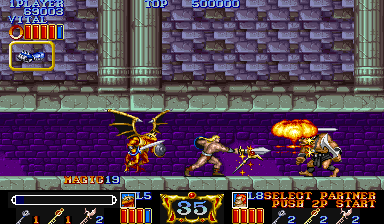 Magic Sword (Arcade) screenshot: Narrow corridor