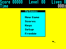 Zolyx (ZX Spectrum) screenshot: Options