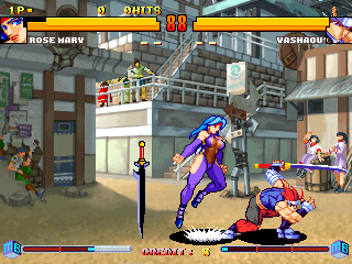 Asura Buster: Eternal Warriors (Arcade) screenshot: Attack him