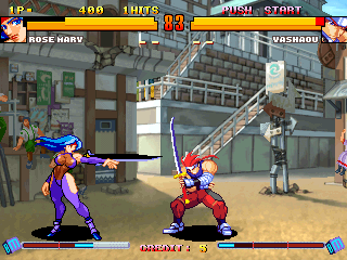 Asura Buster: Eternal Warriors (Arcade) screenshot: Using your sword