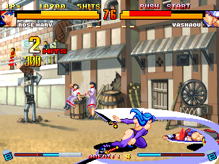 Asura Buster: Eternal Warriors (Arcade) screenshot: Sweeping your sword