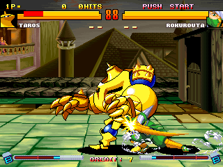 Asura Buster: Eternal Warriors (Arcade) screenshot: Hit from behind