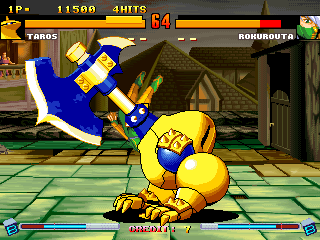 Asura Buster: Eternal Warriors (Arcade) screenshot: Using your huge axe