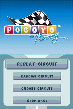 Pocoyó Racing (Nintendo DS) screenshot: Options after finishing a race.