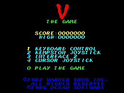 V (ZX Spectrum) screenshot: Title Screen