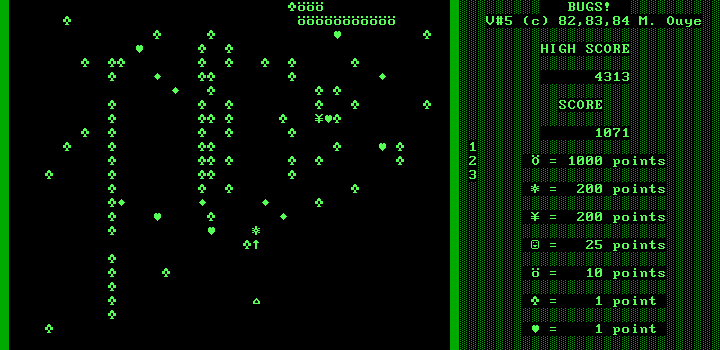 Bugs! (DOS) screenshot: Putting the crawler out of its misery.