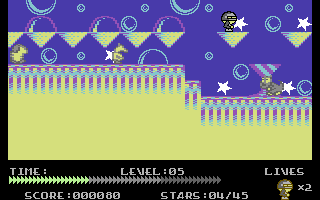 Slater Man (Commodore 64) screenshot: Above a cat